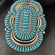 Xxxl Blue Turquoise Needle Point Navajo Sterling Silver Pin Pendant 6 18139