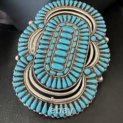 XXXL Blue Turquoise Needle Point Navajo Sterling Silver Pin Pendant 6 18139