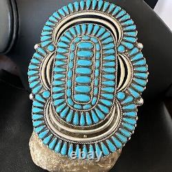 XXXL Blue Turquoise Needle Point Navajo Sterling Silver Pin Pendant 6 18139