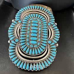 XXXL Blue Turquoise Needle Point Navajo Sterling Silver Pin Pendant 6 18139