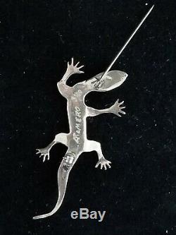 Yaqui Danny Romero Handmade Sterling Silver Lizard Pin Brooch 11.5 Grams