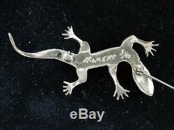 Yaqui Danny Romero Handmade Sterling Silver Lizard Pin Brooch 11.5 Grams