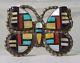 Zuni Cellicion Turquoise Inlay Vtg Sterling Silver Native American Butterfly Pin