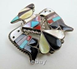 ZUNI Mosaic Inlay Thunderbird Sterling Pin Pendant by Bobby & Corraine Shack