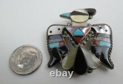 ZUNI Mosaic Inlay Thunderbird Sterling Pin Pendant by Bobby & Corraine Shack