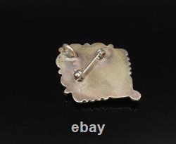 ZUNI NAVAJO 925 Silver Vintage Mother Of Pearl & Stones Brooch Pin BP10043