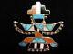 Zuni Native American Indian Totem Brooch Pin Turquoise Sterling Vintage. D1240