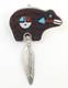 Zuni Native American Silver Carved Onyx Turquoise Coral Bear Brooch Pendant Pin