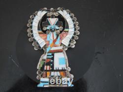 ZUNI Native Eldred MARTINEZ Sterling Inlaid KNIFEWING Kachina Pendant or Pin
