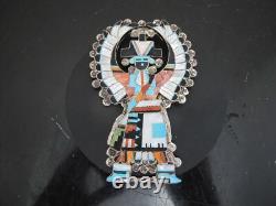 ZUNI Native Eldred MARTINEZ Sterling Inlaid KNIFEWING Kachina Pendant or Pin