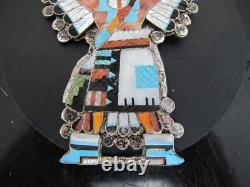 ZUNI Native Eldred MARTINEZ Sterling Inlaid KNIFEWING Kachina Pendant or Pin