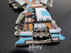ZUNI Native Eldred MARTINEZ Sterling Inlaid KNIFEWING Kachina Pendant or Pin