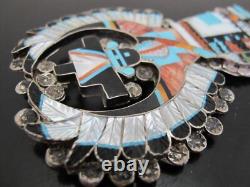 ZUNI Native Eldred MARTINEZ Sterling Inlaid KNIFEWING Kachina Pendant or Pin