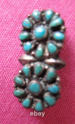 ZUNI Old Vintage REDUCED TURQUOISE STERLING SILVER TURQUOISE CHILDS PINFREE H