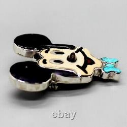 ZUNI-STERLING & MULTI-STONE INLAY MICKEY MOUSE PIN/PENDANT by ANDREA LONJOSE