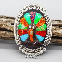 ZUNI-STERLING & OVERLAY THANKSGIVING TURKEY PIN/PENDANT by BEVERLY ETSATE