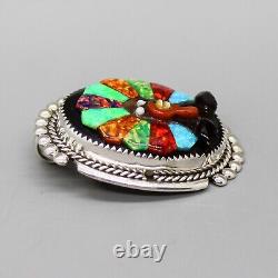 ZUNI-STERLING & OVERLAY THANKSGIVING TURKEY PIN/PENDANT by BEVERLY ETSATE