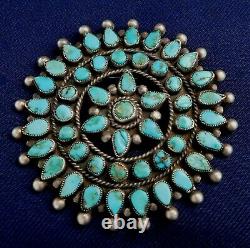 ZUNI Valentino & Matilda Banteah STERLING TURQUOISE HANDMADE CLUSTER PIN Estate