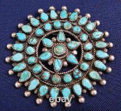 ZUNI Valentino & Matilda Banteah STERLING TURQUOISE HANDMADE CLUSTER PIN Estate