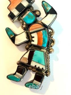 ZUNU Rainbow Dancer Gemstone Inlay Sterling Pin 2
