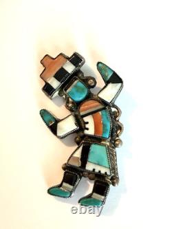ZUNU Rainbow Dancer Gemstone Inlay Sterling Pin 2