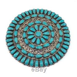 Zeta Begay Navajo Stering Silver Large Petite Point Turquoise Pin Brooch Pendant