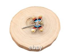 Zuni Angus Ahiyite Multi-Stone Dragonfly Pendant Brooch Native Am Jewelry