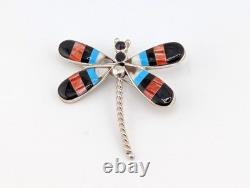 Zuni Angus Ahiyite Signed Dragonfly Pendant and Brooch Native American Jewelry