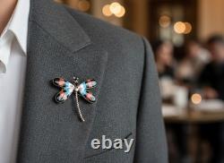 Zuni Angus Ahiyite Signed Dragonfly Pendant and Brooch Native American Jewelry