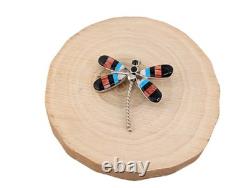 Zuni Angus Ahiyite Signed Dragonfly Pendant and Brooch Native American Jewelry