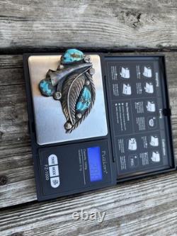 Zuni Ben Eustace Carved Turquoise Floral Pin Pendant Enhancer Y