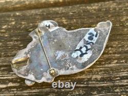 Zuni Ben Eustace Carved Turquoise Floral Pin Pendant Enhancer Y