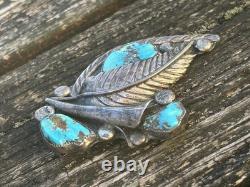 Zuni Ben Eustace Carved Turquoise Floral Pin Pendant Enhancer Y