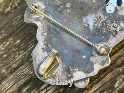 Zuni Ben Eustace Carved Turquoise Floral Pin Pendant Enhancer Y
