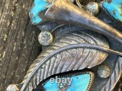 Zuni Ben Eustace Carved Turquoise Floral Pin Pendant Enhancer Y