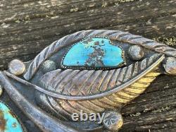 Zuni Ben Eustace Carved Turquoise Floral Pin Pendant Enhancer Y