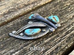 Zuni Ben Eustace Carved Turquoise Floral Pin Pendant Enhancer Y