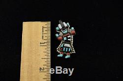 Zuni Bernice Natachu Sterling Silver Multi Stone Inlay Rainbowman Pendant / Pin