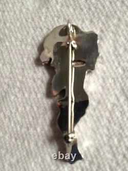 Zuni BettyBoop Pin Sterling Silver Inlaid signed br2436