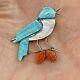 Zuni Blue Bird Pin Pendant Carved Multi-stone Inlay By S Lonjose 1 Sterling