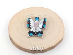 Zuni Butterfly Multi Stones Inlay Handmade Pin Pendant Native American Jewelry