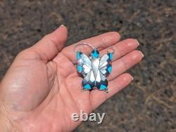 Zuni Butterfly Multi Stones Inlay Handmade Pin Pendant Native American Jewelry