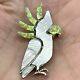 Zuni Cockatoo Pin Pendant Carved Multistone Inlay Artist Lonjose 1 1/2 Sterling