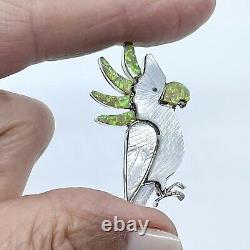 Zuni Cockatoo Pin Pendant Carved Multistone Inlay Artist Lonjose 1 1/2 Sterling