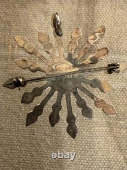 Zuni Designer Vera Halusewa Sterling Silver 925 Turquoise Star Brooch Pendant