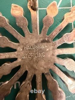Zuni Designer Vera Halusewa Sterling Silver 925 Turquoise Star Brooch Pendant
