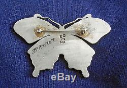 Zuni EMERY OHMSATTE STERLING Silver Mokume 14K GOLD Accents Ladys Butterfly Pin