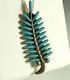 Zuni Evans Waatsa Pendant Pin Necklace Sterling Needlepoint Turquoise Feather