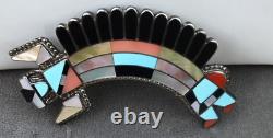 Zuni Fadrian Bowanni Rainbow Dancer Brooch or Pendant Sterling & Gem inlay