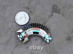 Zuni Fadrian Bowanni Rainbow Dancer Brooch or Pendant Sterling & Gem inlay